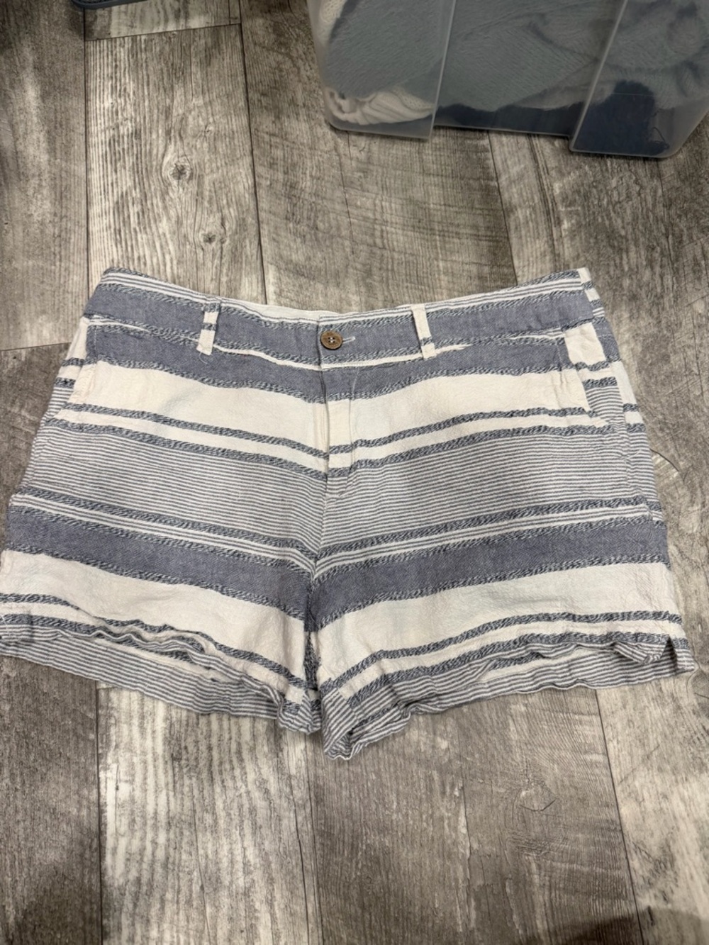 Striped Blue and White Women’s linen Shorts